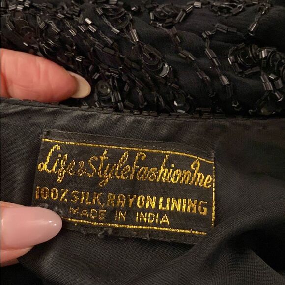 Elegant Black Beaded Fringe Dress, US2 - Picture 14 of 14